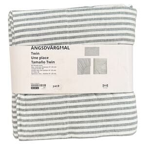 IKEA ANGSDVARGMAL Green Stripe Twin Flannel Sheet Set